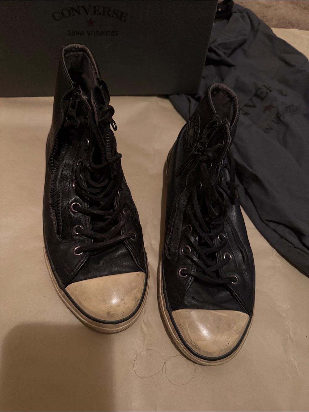 Converse Black High-Top Sneakers with Off-White Toe Caps